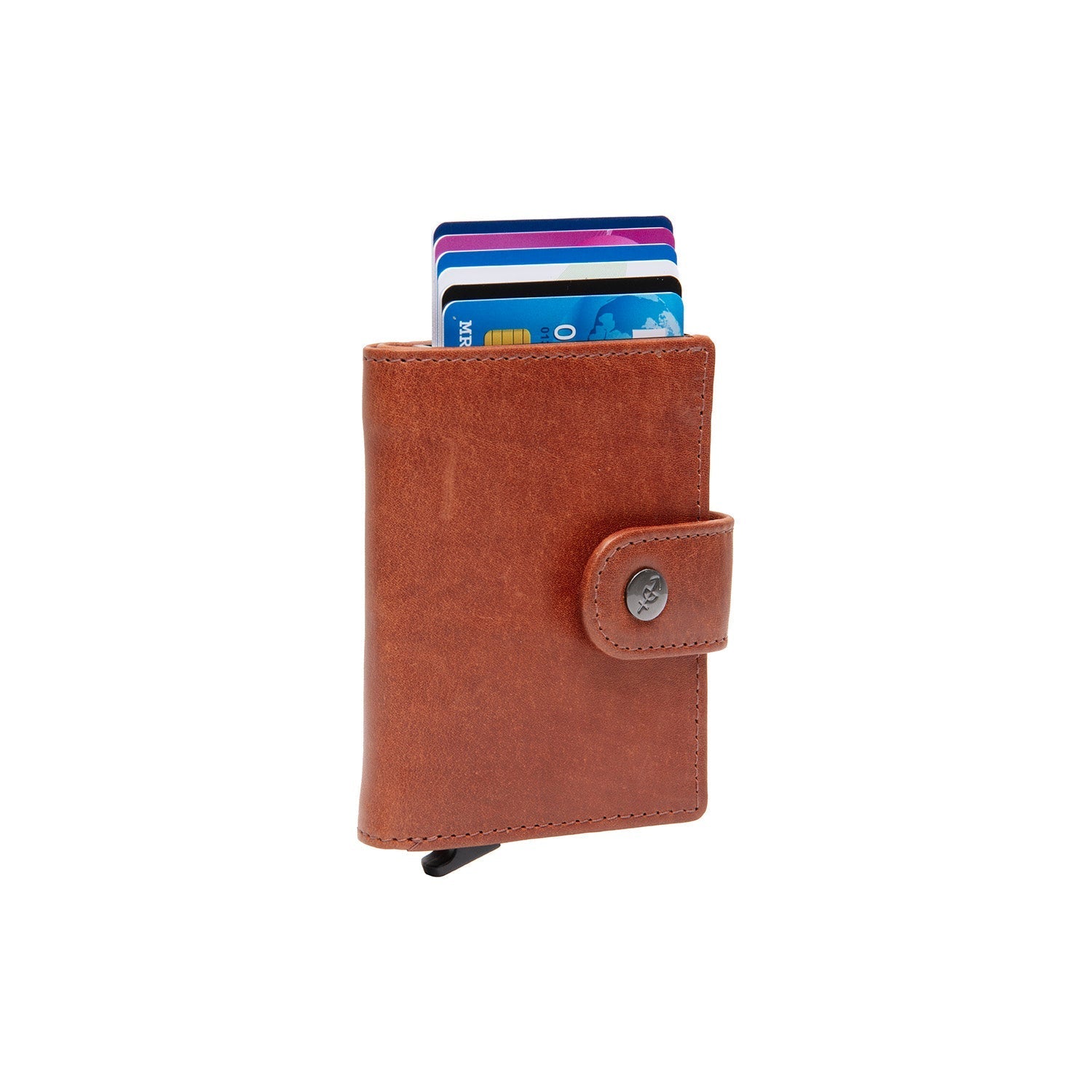 Cognac Leather Card Holder Barrea, front view