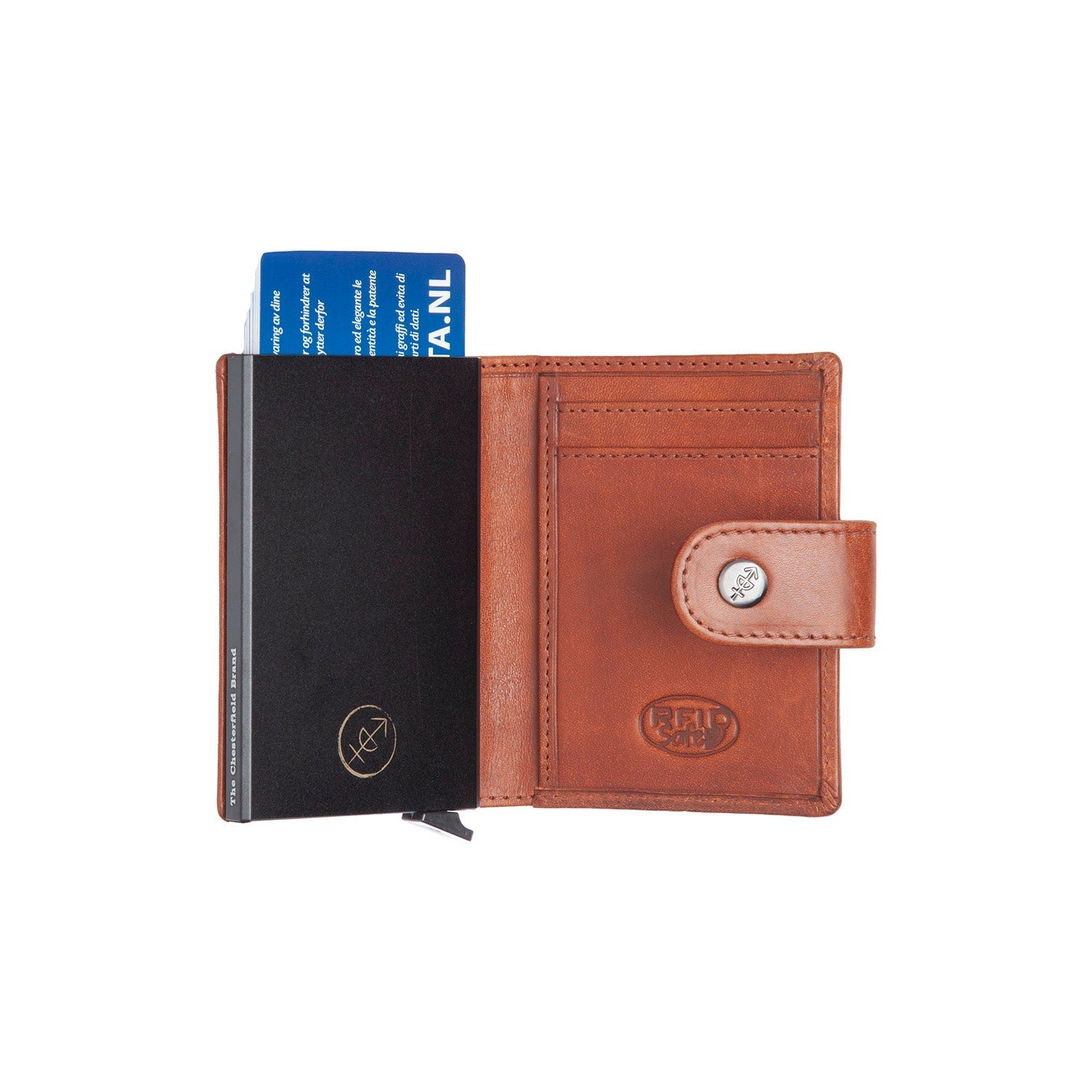 Cognac Leather Card Holder Barrea, product view 3