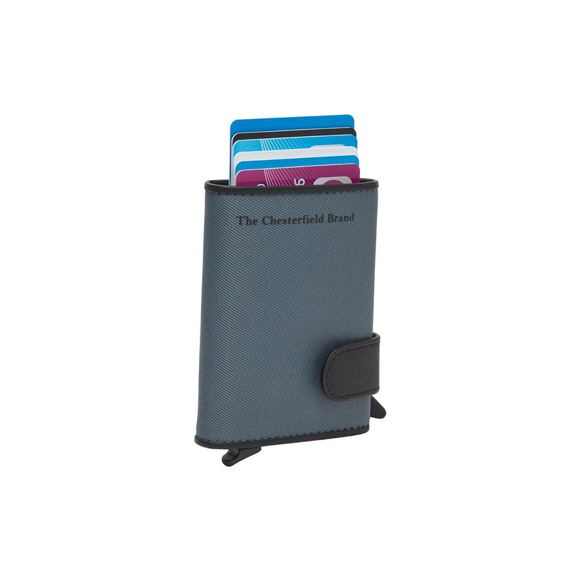 Light Grey Leather Card Holder Delsbo, front view