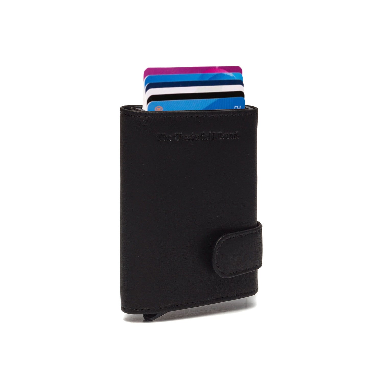 Black Leather Card Holder Frankfurt, front view