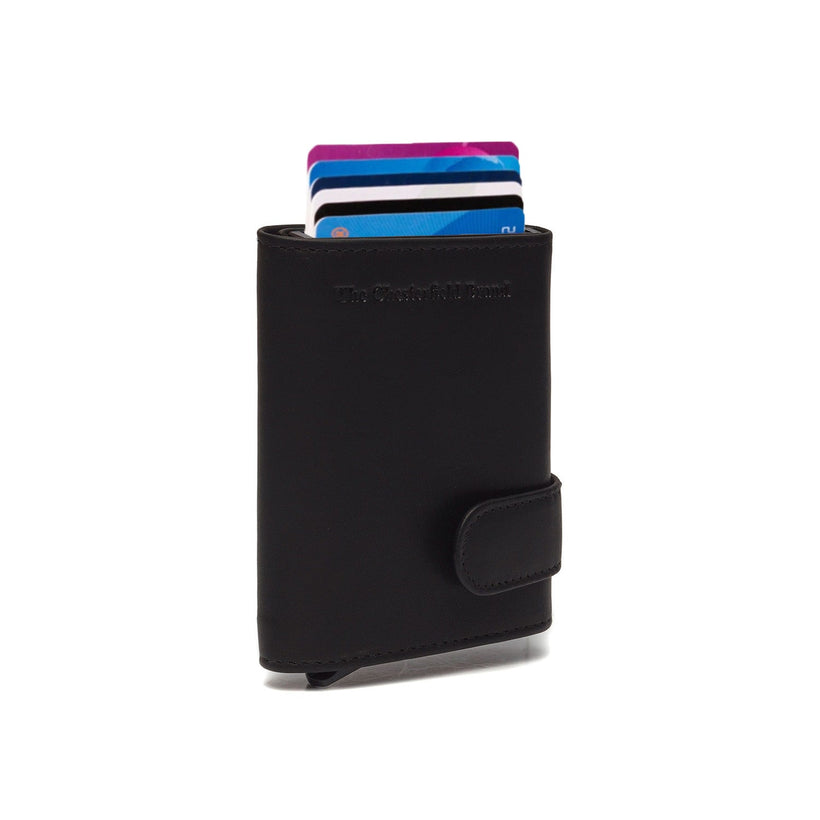 Black Leather Card Holder Frankfurt, front view