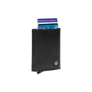Black Leather Card Holder Gabriela, front view