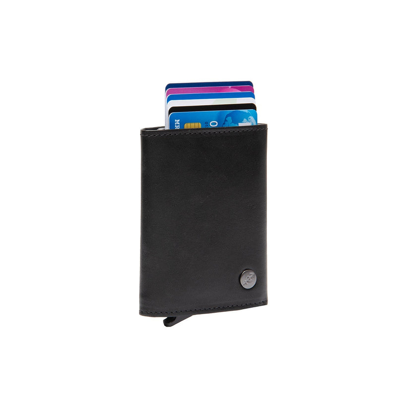 Black Leather Card Holder Gabriela, front view
