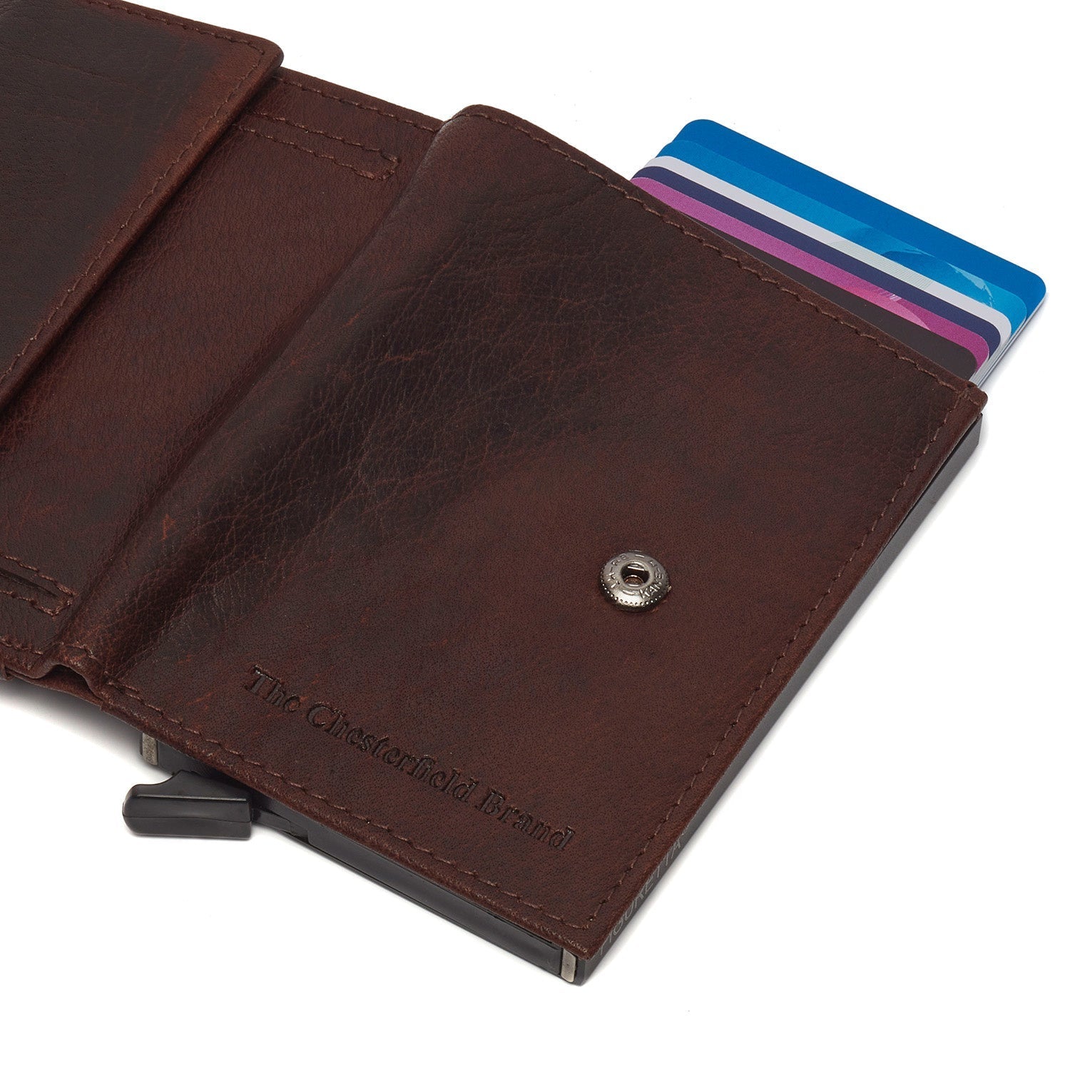 Brown Leather Card Holder Hannover, detail view 4