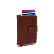 Cognac Leather Card Holder Hannover, front view