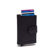 Navy Leather Card Holder Hannover, front view