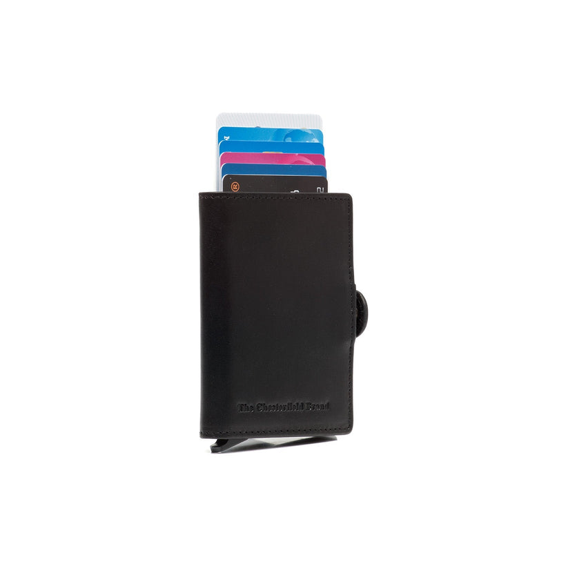 Black Leather Card Holder Lagos, front view