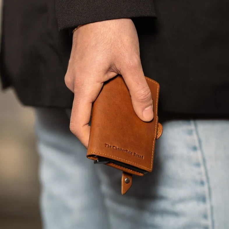 Cognac Leather Card Holder Lagos, product view 2