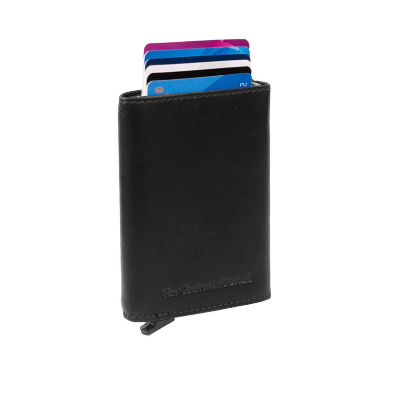 Black Leather Card Holder Lancaster, front view