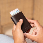 Brown Leather Card Holder Lancaster, product view 2