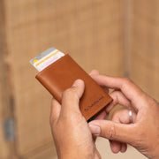 Cognac Leather Card Holder Lancaster, product view 2
