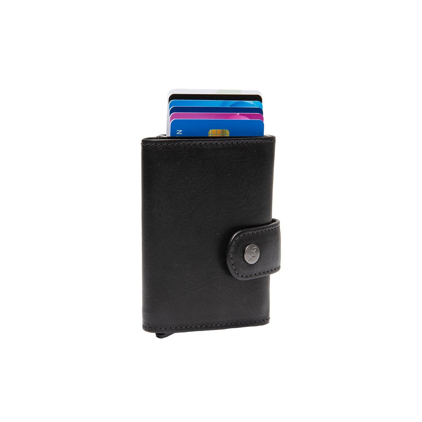 Black Leather Card Holder Larino, front view