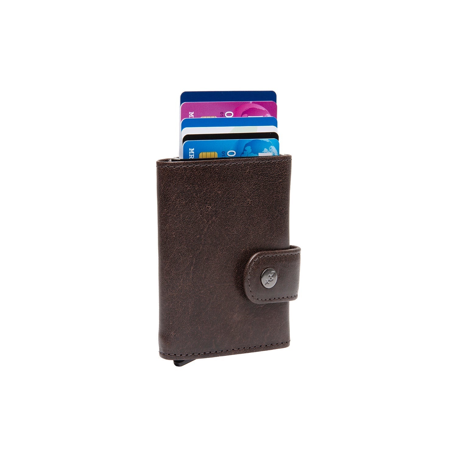 Brown Leather Card Holder Larino, front view