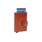 Cognac Leather Card Holder Larino, front view