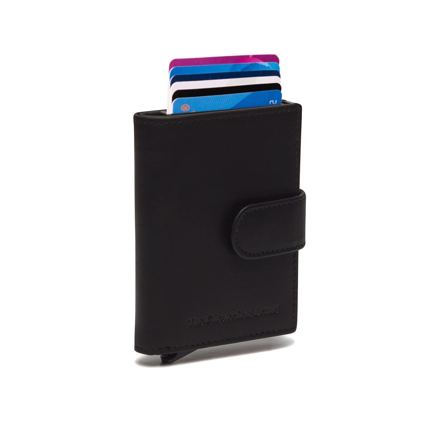 Black Leather Card Holder Leipzig, front view