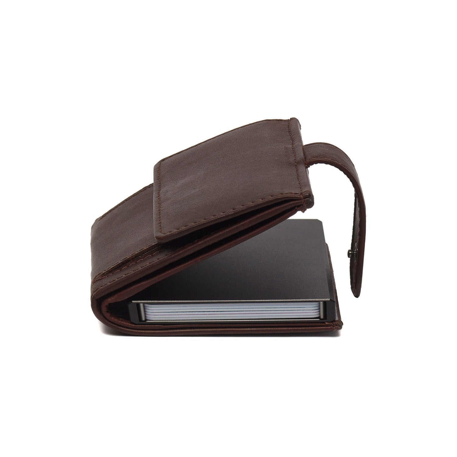 Brown Leather Card Holder Leipzig, detail view 4