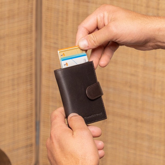 Brown Leather Card Holder Leipzig, product view 2