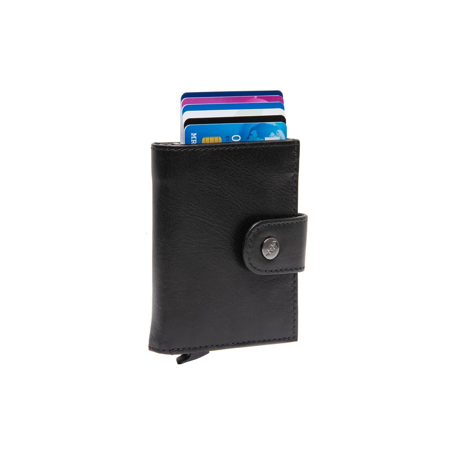 Black Leather Card Holder Lesina, front view