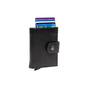 Black Leather Card Holder Lesina, front view