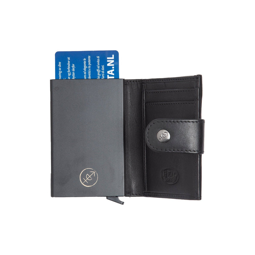 Black Leather Card Holder Lesina, front view