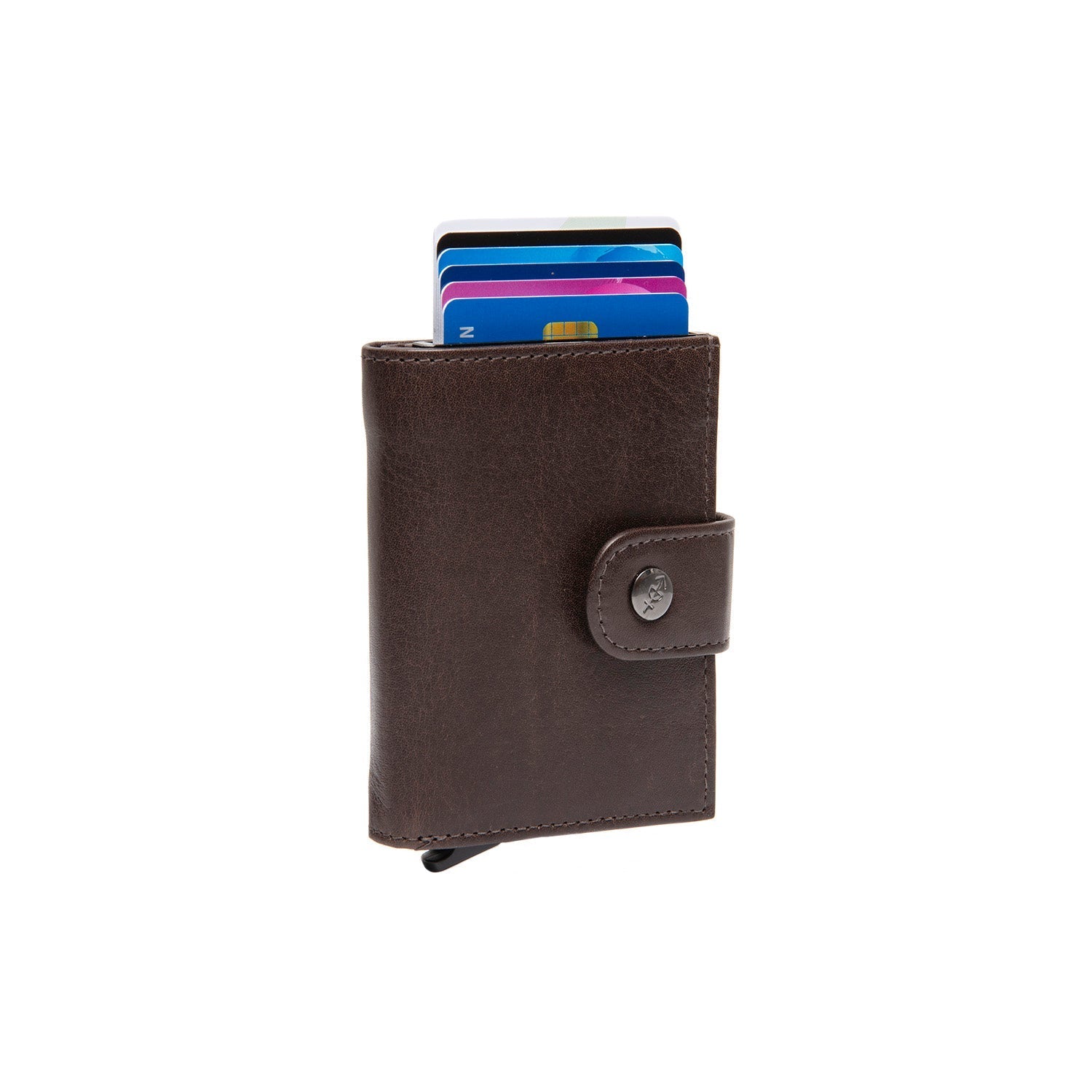 Brown Leather Card Holder Lesina, front view