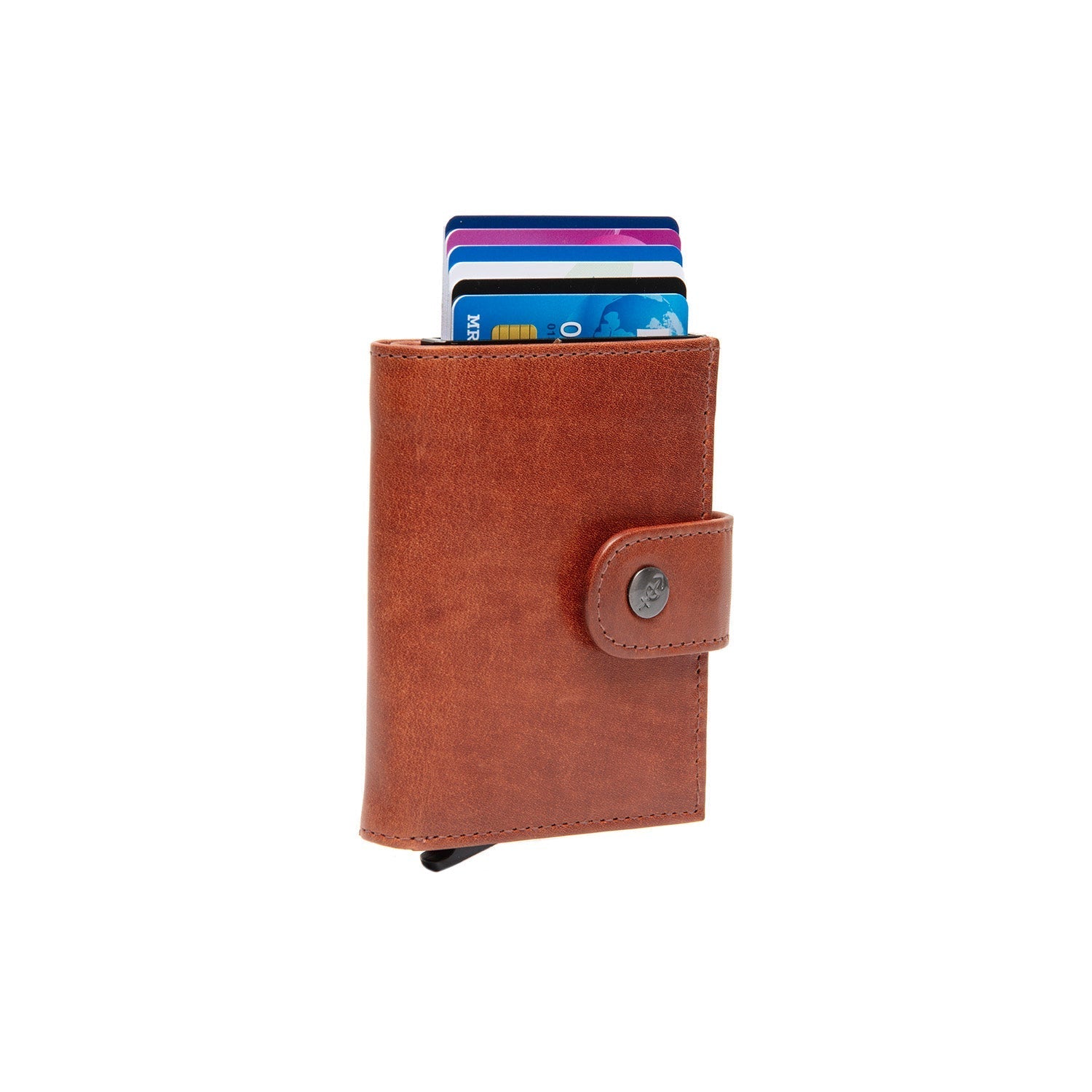 Cognac Leather Card Holder Lesina, front view