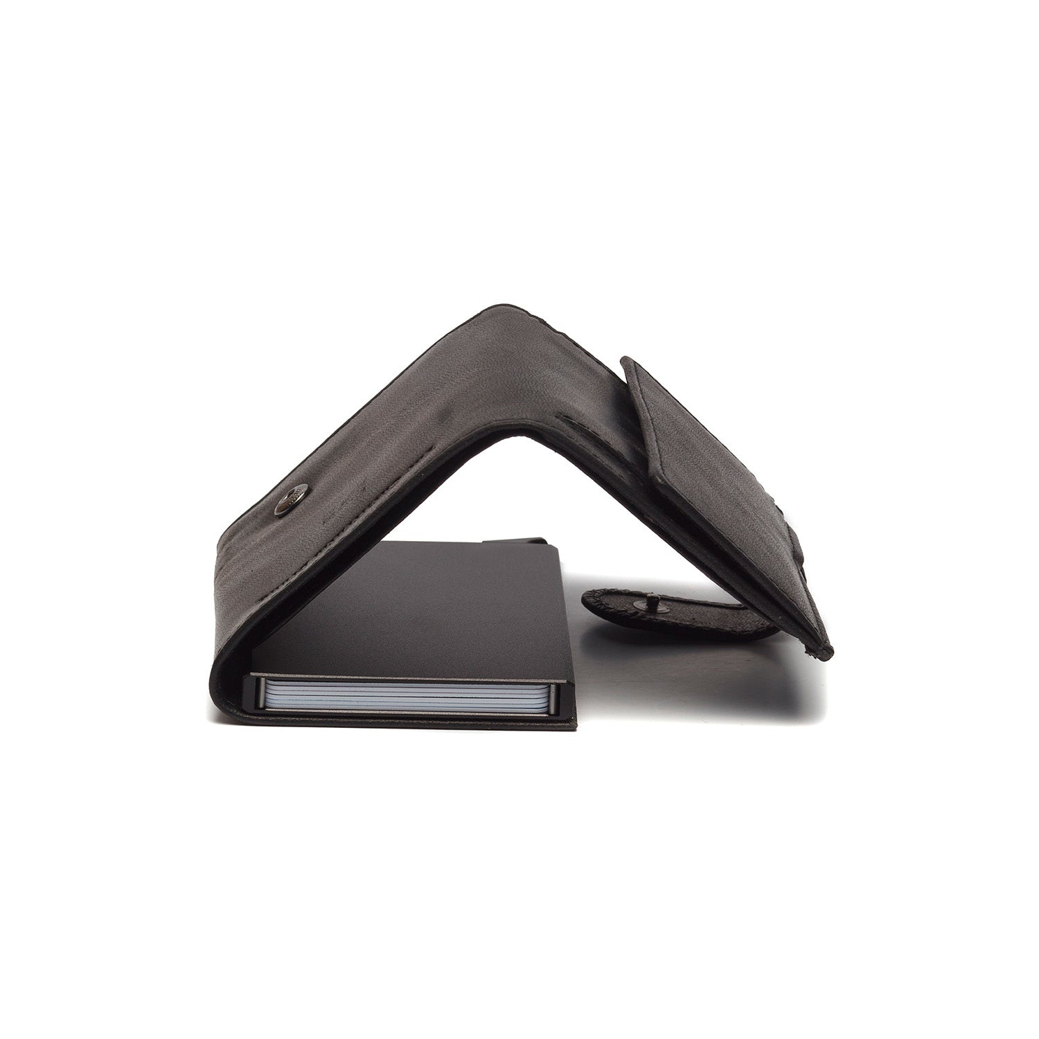 Black Leather Card Holder Mannheim, detail view 4