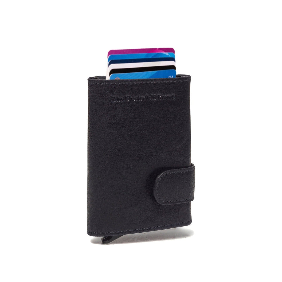 Navy Leather Card Holder Mannheim, front view