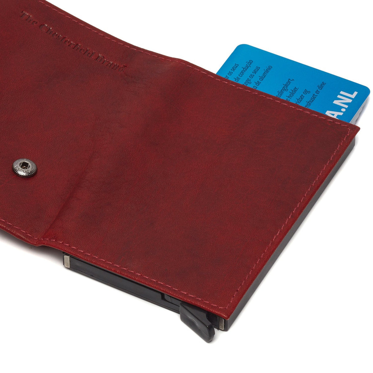 Red Leather Card Holder Mannheim, detail view 3