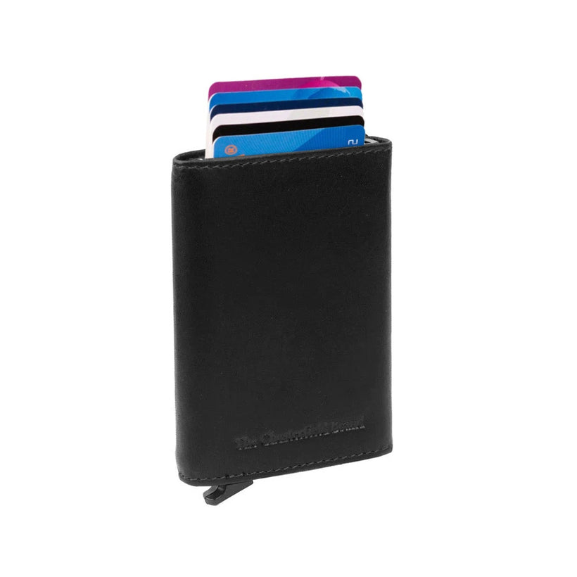 Black Leather Card Holder Palma, front view