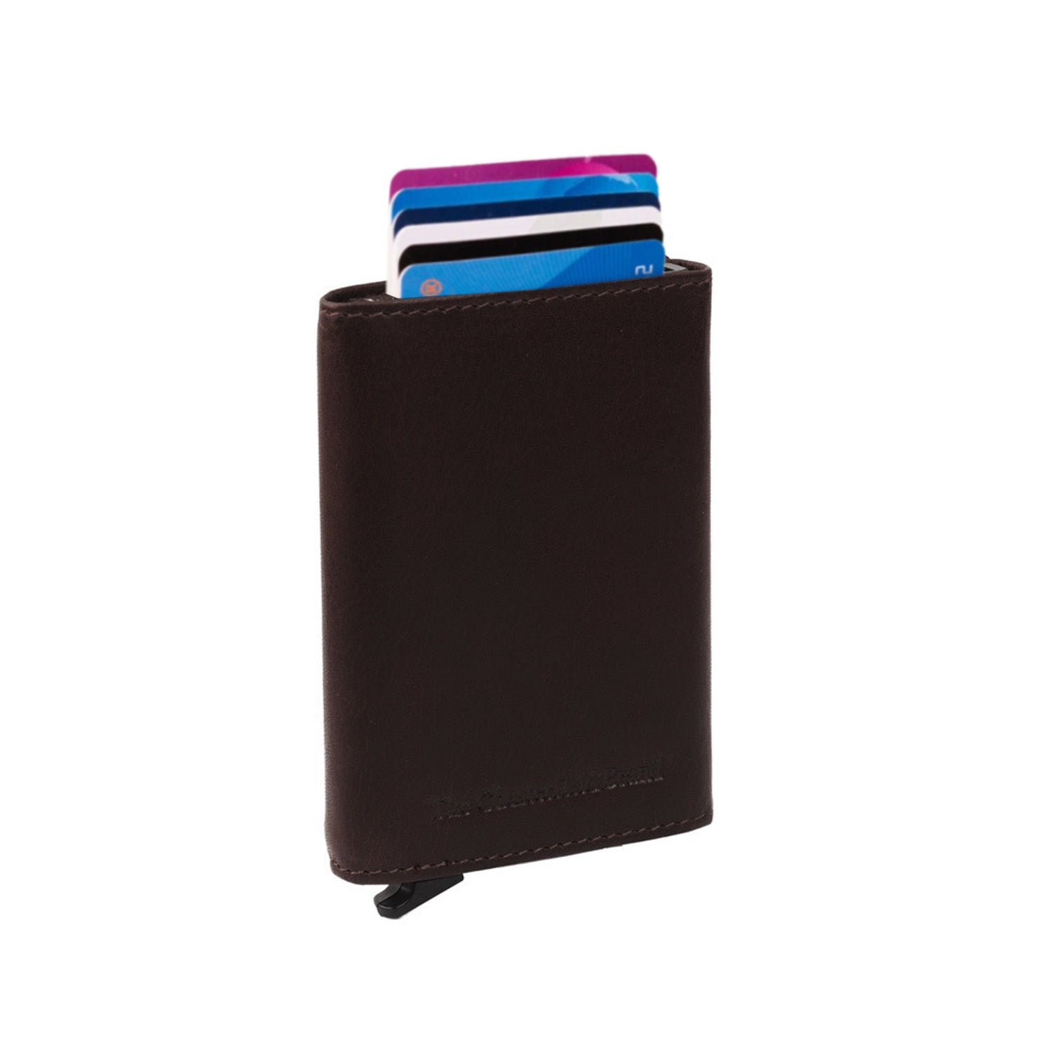 Brown Leather Card Holder Palma, front view