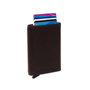 Brown Leather Card Holder Palma, front view