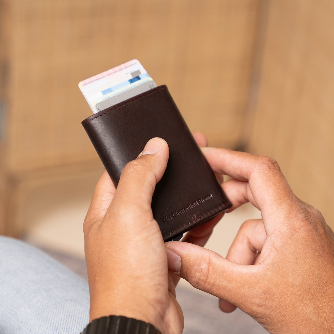 Brown Leather Card Holder Palma, product view 2