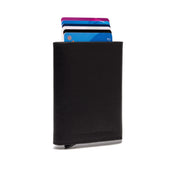 Black Leather Card Holder Paris, front view