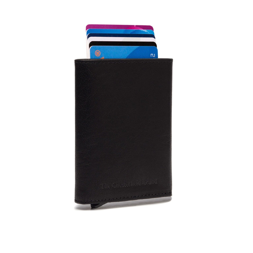 Black Leather Card Holder Paris, front view