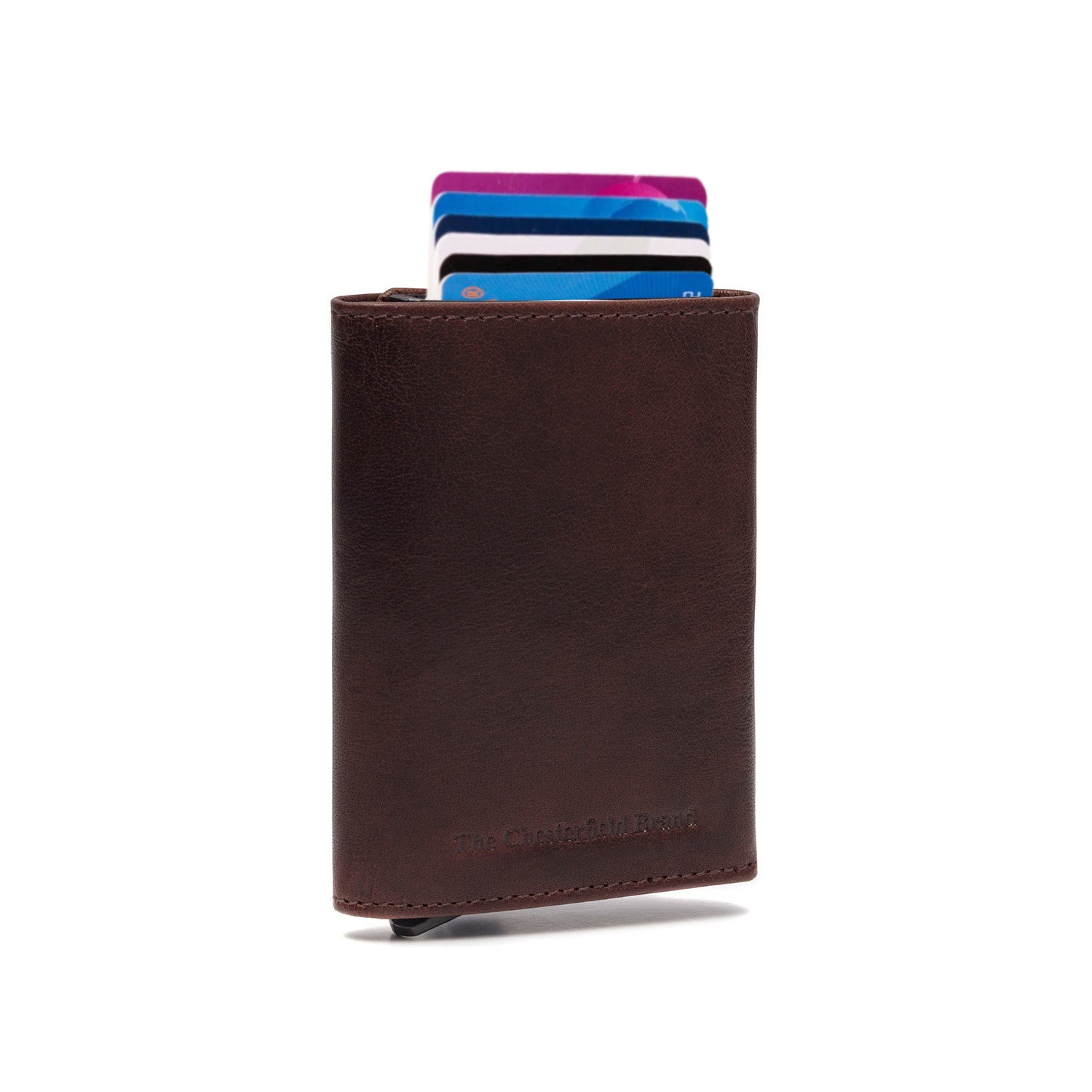 Brown Leather Card Holder Paris, front view