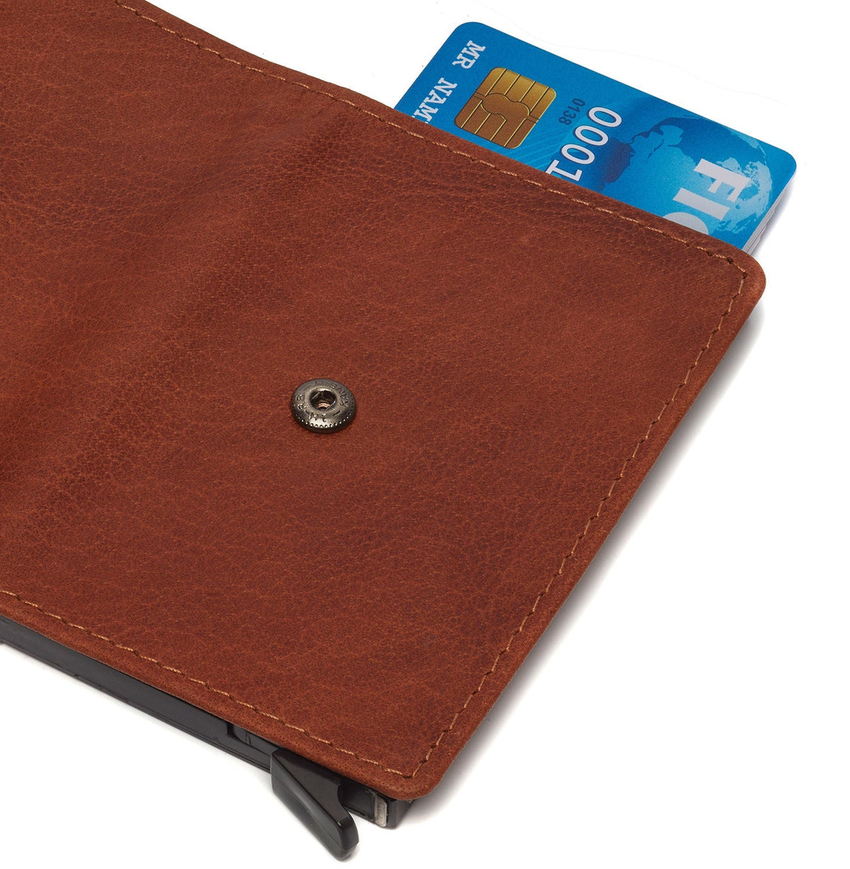 Cognac Leather Card Holder Paris, detail view 5