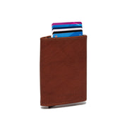 Cognac Leather Card Holder Paris, front view