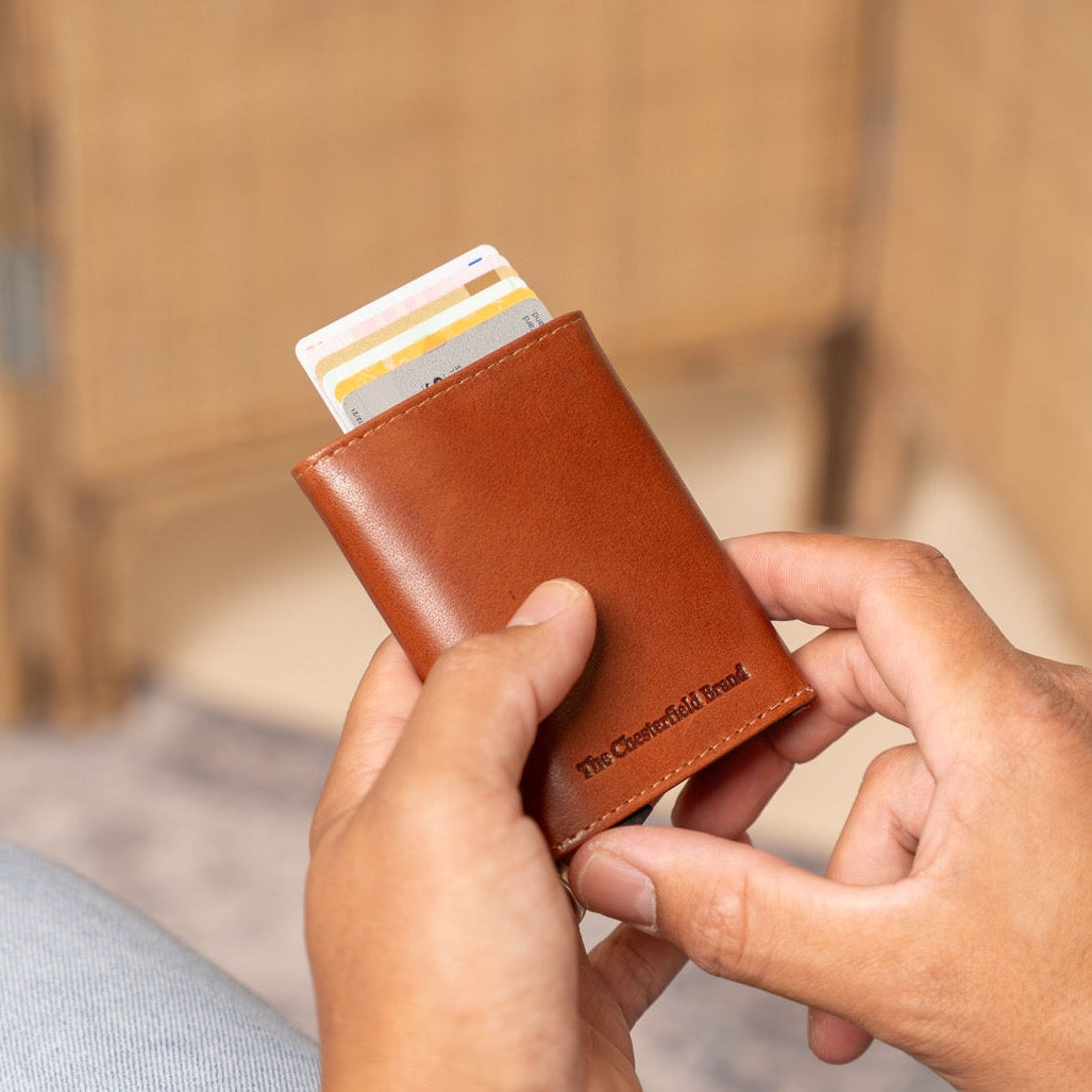 Cognac Leather Card Holder Paris, product view 2