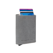 Light Grey Leather Card Holder Paris, front view