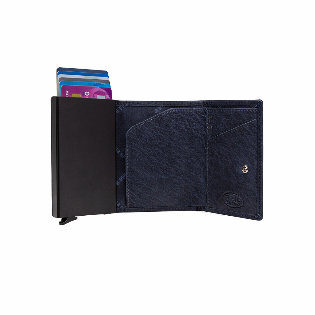 Navy Leather Card Holder Paris, detail view 3