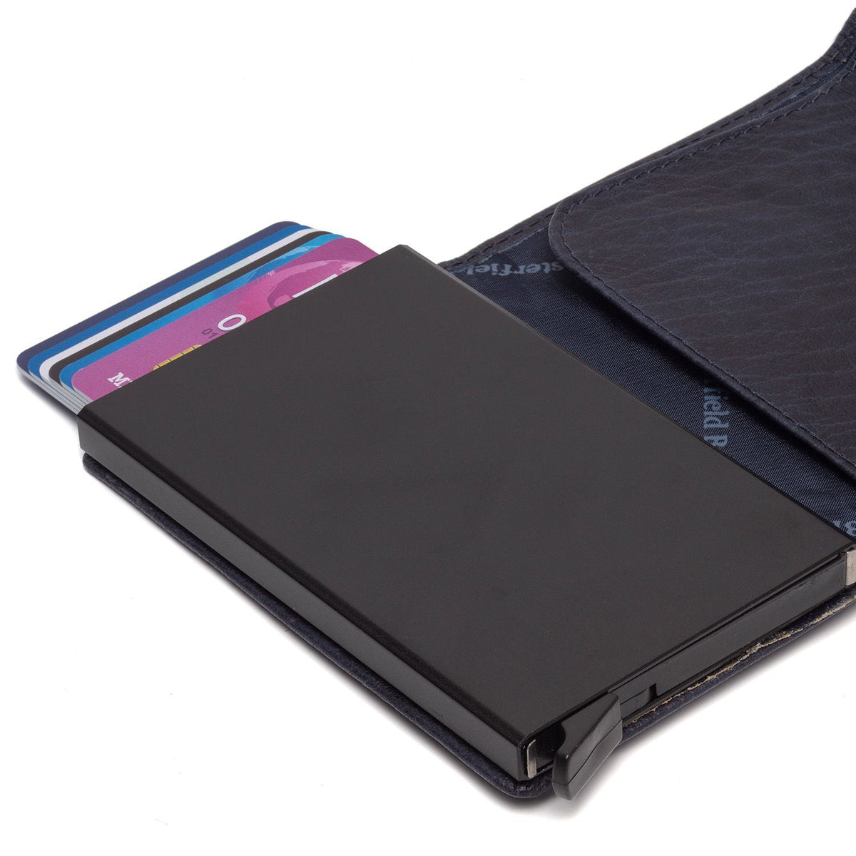 Navy Leather Card Holder Paris, detail view 4