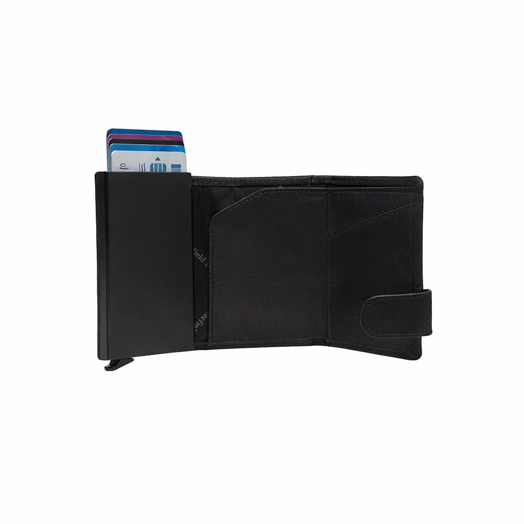 Black Leather Card Holder Portland, detail view 3