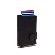 Black Leather Card Holder Portland, front view