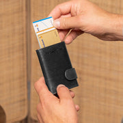 Black Leather Card Holder Portland, product view 2