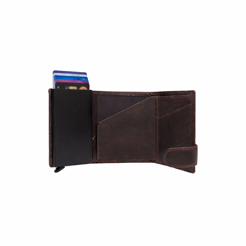 Brown Leather Card Holder Portland, detail view 3