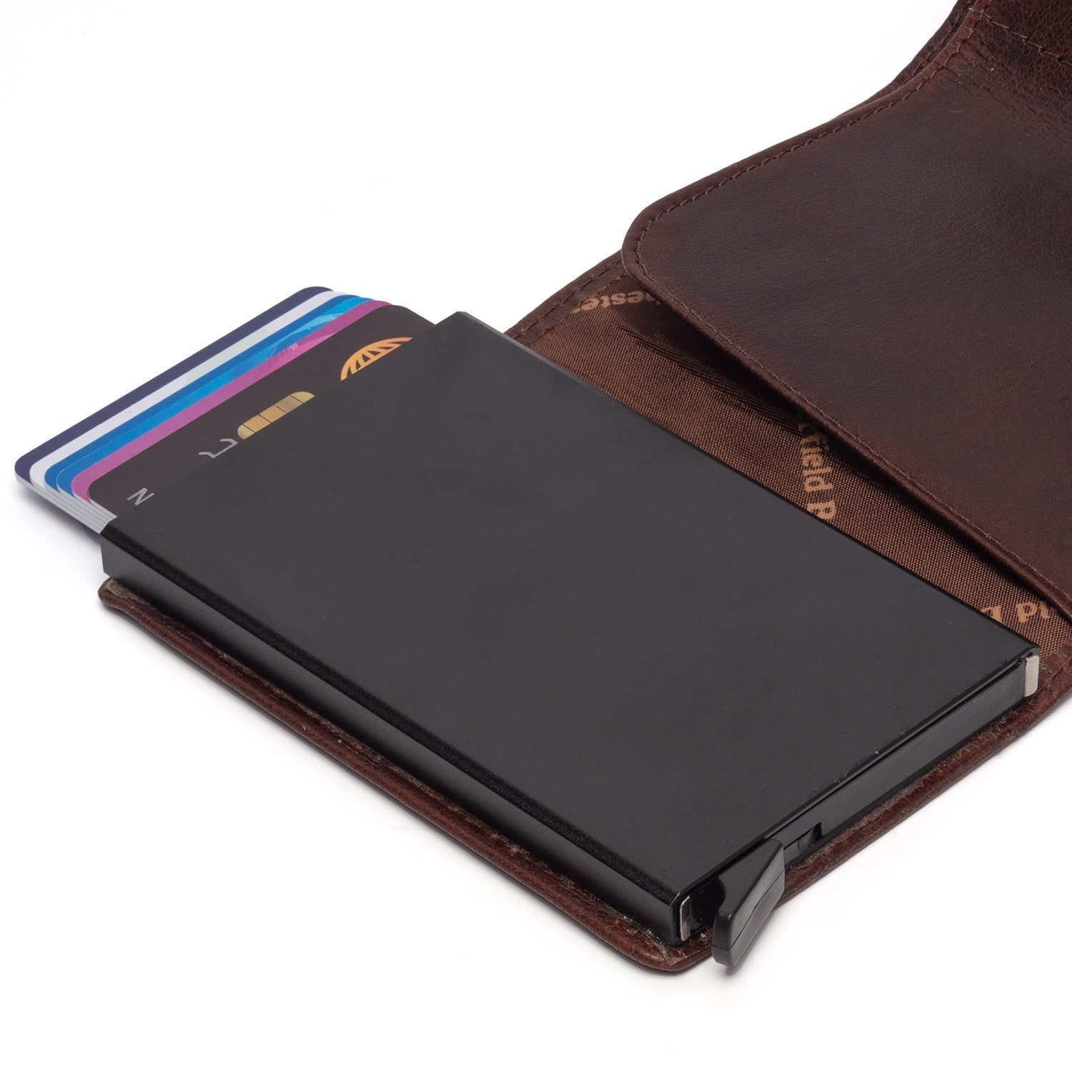Brown Leather Card Holder Portland, detail view 4
