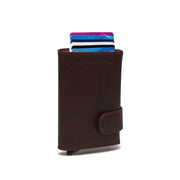 Brown Leather Card Holder Portland, front view