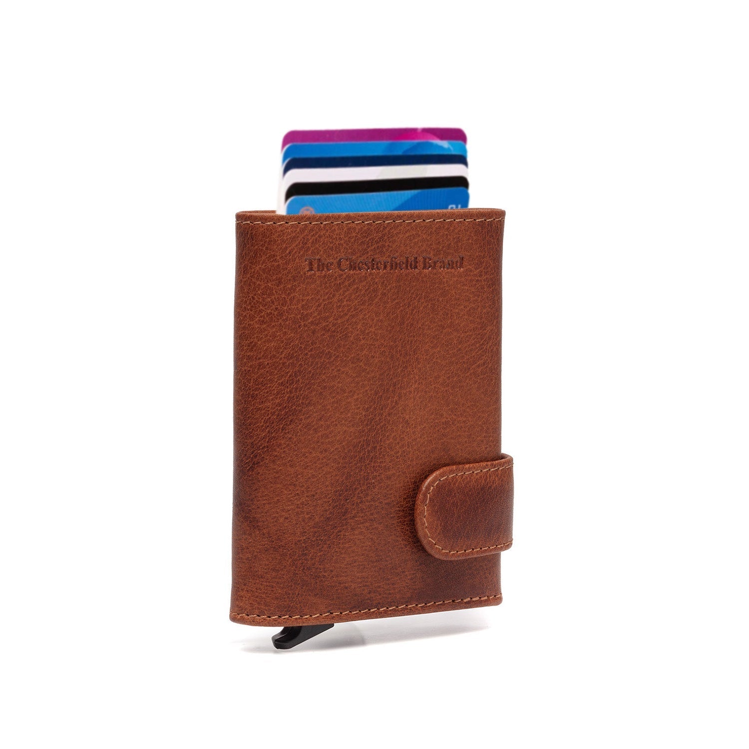 Cognac Leather Card Holder Portland, front view