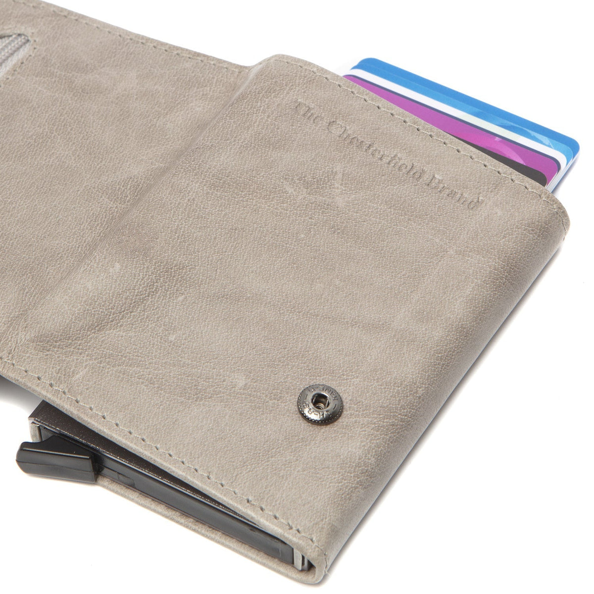 Light Grey Leather Card Holder Portland, detail view 3